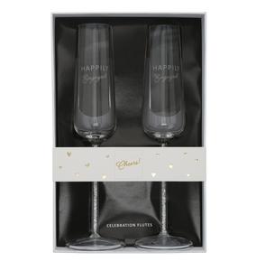 Engaged  by Outpouring of Love -  Gift Boxed 7 oz Glass Toasting Flute Set