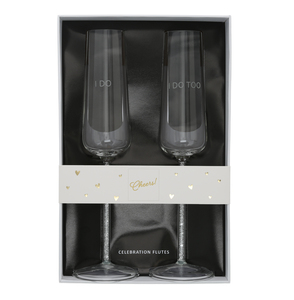 I Do Too by Outpouring of Love -  Gift Boxed 7 oz Glass Toasting Flute Set