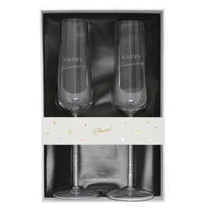 Happy Anniversary by Outpouring of Love -  Gift Boxed 7 oz Glass Toasting Flute Set