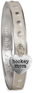 Hockey Mom by Mom Love - White Enamel Bangle Bracelet with Heart Charm