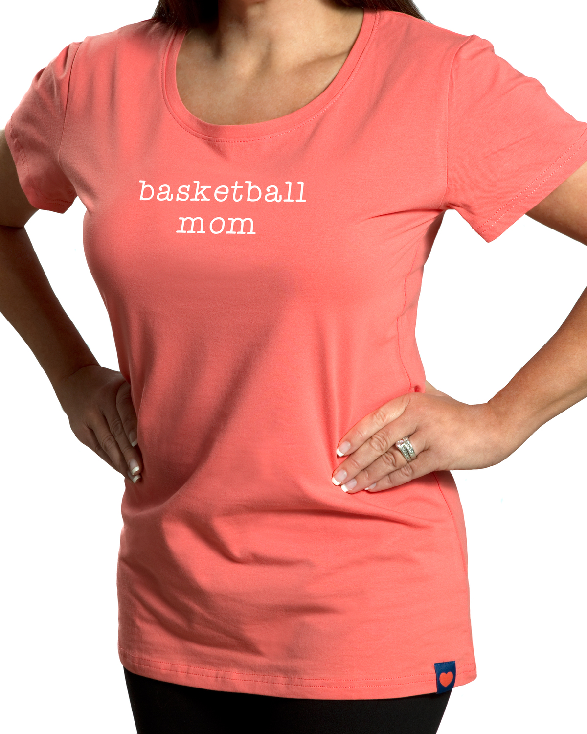 Basketball Mom by Mom Love - Basketball Mom - Small Coral T-Shirt

