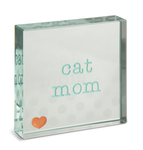 Cat Mom by Mom Love - 3" x 3" Glass Plaque