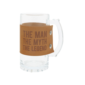 Legend by Man Made - 16 oz. Glass Stein with PU Leather Wrap