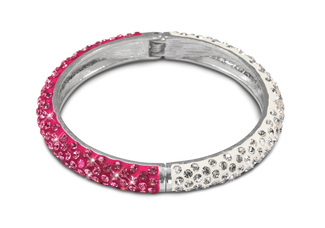 White & Fuchsia Bracelet by H2Z - Jewelry - 2.64" White and Pink Crystal Bangle Bracelet