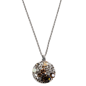Liza Earthtone  by H2Z Made with Swarovski Elements - 16"-18" Necklace with 0.875" Crystal Pendant made from Austrian Crystals