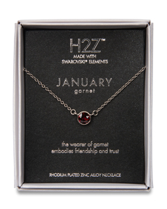 Liza Birthstone January Garnet by H2Z Made with Swarovski Elements - 17"-18.5" Necklace with 0.25" Crystal Pendant made from Austrian Crystals