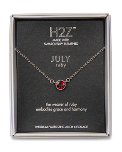 Liza Birthstone July Ruby by H2Z Made with Swarovski Elements - 17"-18.5" Necklace with 0.25" Crystal Pendant made from Austrian Crystals