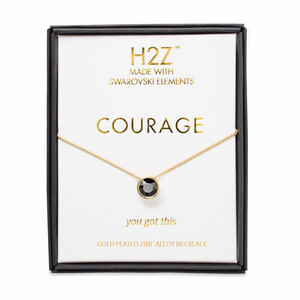 Courage Jet by H2Z Made with Swarovski Elements - 16"-17.5" Necklace