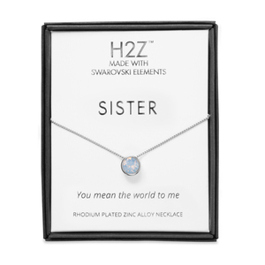 Sister Air Blue Opal by H2Z Made with Swarovski Elements - 16"-17.5" Rhodium Necklace