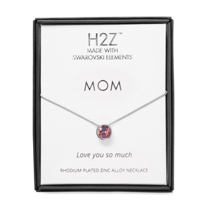 Mom Cyclamen Opal by H2Z Made with Swarovski Elements - 16" - 17.5" Rhodium Necklace
