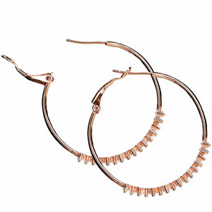 Crystal Classic
in Rose Gold by H2Z Made with Swarovski Elements - 1.5" Austrian Crystal Hoop Earring