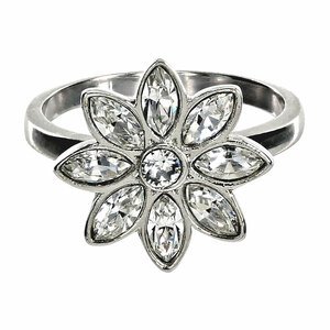 Crystal Flora
in Rhodium by H2Z Made with Swarovski Elements - 1.5 CM Austrian Crystal Ring Size 8
