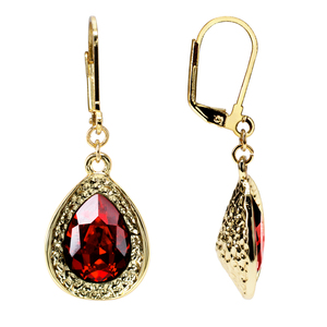 Siam Teardrop by H2Z Made with Swarovski Elements - 18K Gold Plated Austrian Crystal Dangle Earring