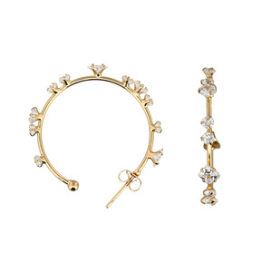 Stunning Crystal in Gold by H2Z - Jewelry - 1.25" Cubic Zirconia Hoop Earrings