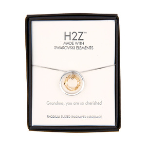 Grandma
Golden Shadow Crystal by H2Z Made with Swarovski Elements - 17"-19" Engraved Rhodium Plated Austrian Element Necklace