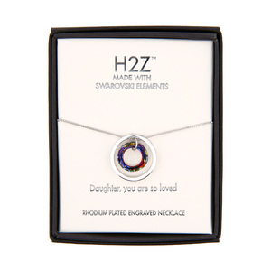 Daughter
Volcano Crystal by H2Z Made with Swarovski Elements - 17"-19" Engraved Rhodium Plated Austrian Element Necklace