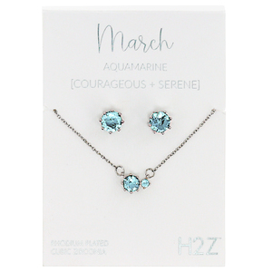 March Aquamarine by H2Z - Jewelry - 16.5"-18.5" Birthstone Jewelry Gift Set