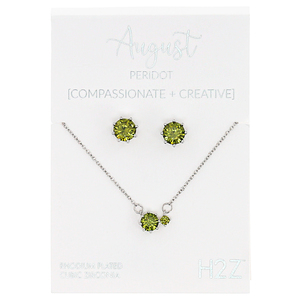 August Peridot by H2Z - Jewelry - 16.5"-18.5" Birthstone Jewelry Gift Set