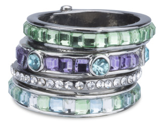 Seascape  by H2Z Radiant Rings - Size 7 Ring with 4 Stacked Crystal Layers
