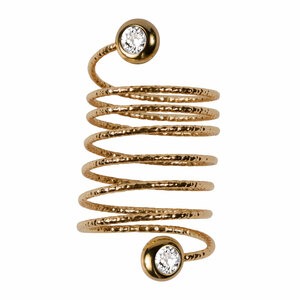 6 Coil Crystal by H2Z Spiral Rings - Gold Spiral Adjustable Ring