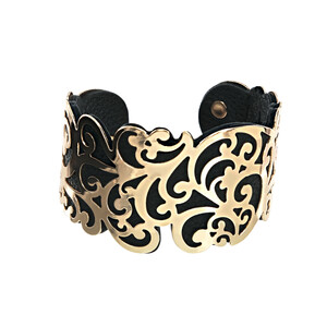Gold & Black by H2Z Filigree Jewelry - 1.5" Flourish Cuff Bracelet