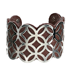 Silver & Chocolate by H2Z Filigree Jewelry - 1.75" Geometric Cuff Bracelet