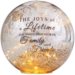 Joys of a Lifetime by Light Your Way - 8" LED Lit Glass Lantern
