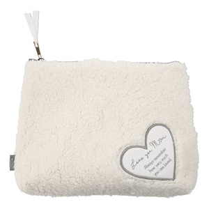 Mom by Comfort Collection - 10" x 8" Sherpa Cosmetic Bag