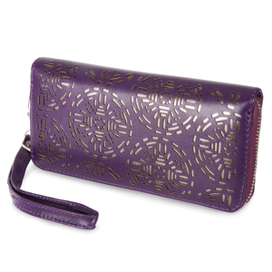 Dawn Grape by H2Z Laser Cut Handbags - 7.5" x 1" x 3.75" Wallet