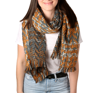 Marigold & Granite by H2Z Scarves - 78" x 26" Woven Scarf
