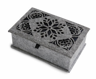 Heather Gray and Navy by H2Z Felt Accessories - 7.75" x 5" x 2.75" Small Jewelry Box