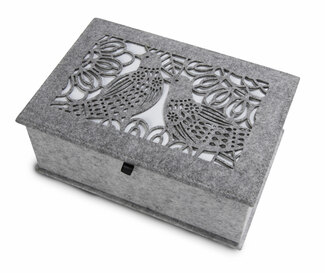 Heather Gray and Ivory by H2Z Felt Accessories - 9.75" x 6.75" x 3.75" Large Jewelry Box