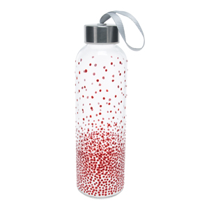 Red Dots by Sunny by Sue - 16.5 oz Hand Decorated Glass Water Bottle