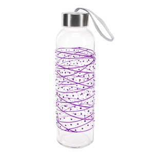 Purple Tangle by Sunny by Sue - 16.5 oz Hand Decorated Glass Water Bottle