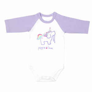 Unicorn by Puppie Love - 6-12 Months
3/4 Length Purple Sleeve Onesie