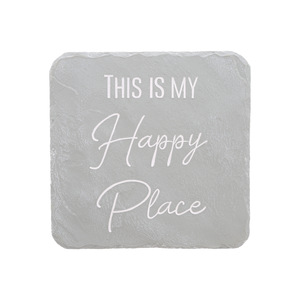 Happy Place by Stones with Stories - 7.75" x 7.75" Garden Stone