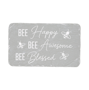 Bee Happy by Stones with Stories - 7" x 4.25" Garden Stone