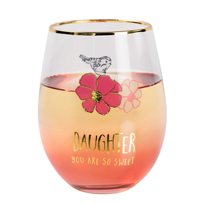 Daughter by Heartful Love - 18 oz Stemless Wine Glass