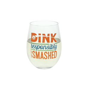 Dink Responsibly by Positively Pickled - MHS - 18 oz Stemless Wine Glass