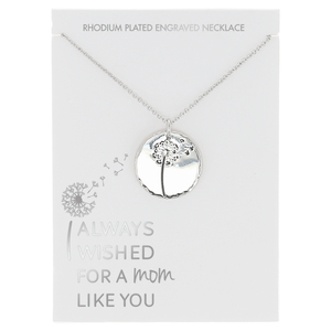 Mom by I Always Wished - 16.5"-18.5" Engraved Rhodium Plated  Necklace