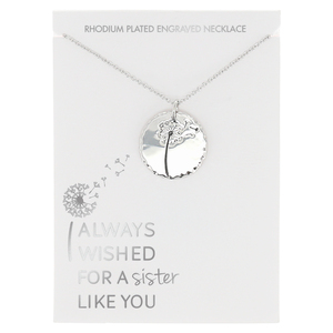 Sister by I Always Wished - 16.5"-18.5" Engraved Rhodium Plated  Necklace