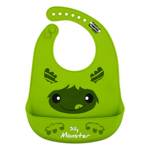 Green Silly Monster by Monster Munchkins - 12" Silicone Catch All Bib