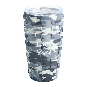 Fight by Camo Community - 20 oz Travel Tumbler with 3D Silicone Wrap
