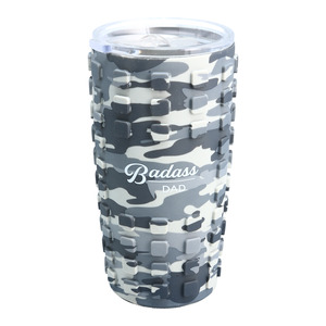 Badass Dad by Camo Community - 20 oz Travel Tumbler with 3D Silicone Wrap