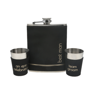 Best Man by Love Grows - One 8 oz Flask & Two 1.5 oz Shot Glasses in a Gift Box