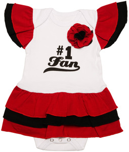 Red & Black by Itty Bitty & Pretty - #1 Fan Onesie Dress 0-6 Months