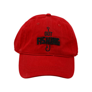 Out Fishing by Man Out - Red Adjustable Hat