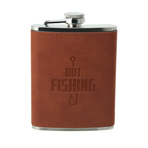 Out Fishing by Man Out - PU Leather & Stainless Steel 8 oz Flask