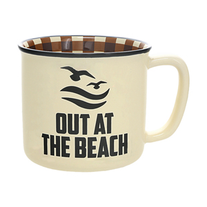 Out at the Beach by Man Out - 18 oz Mug