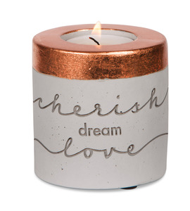 Cherish, Dream, Love by Sweet Concrete - 3" x 3" Cement Candle Holder